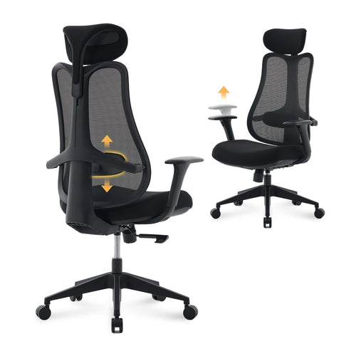 Fluido Ergonomic High Back Mesh Office Chair with Adjustable Lumbar Support & 3D Armrests