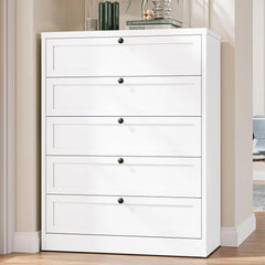 5-Drawer Metal Dresser – White Steel Chest of Drawers