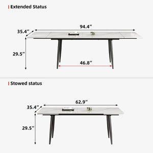 Extendable Sintered Stone Dining Table for 6 to 10 Seats