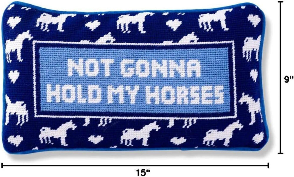 Needlepoint Throw Pillow – Hold My Horses
