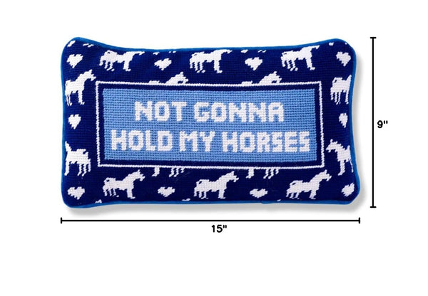 Needlepoint Throw Pillow – Hold My Horses
