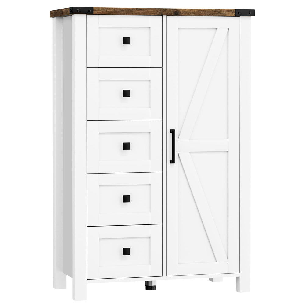 5-Drawer Dresser with Barn Door & Adjustable Shelves