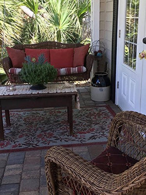 Wild Flower Cranberry Outdoor Rug 6' x 9' Rectangular