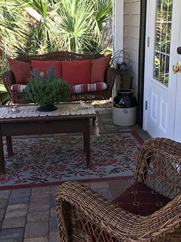 Wild Flower Cranberry Outdoor Rug 6' x 9' Rectangular