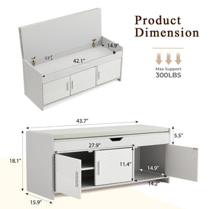 Lift Top Storage Bench with Cushioned Seat