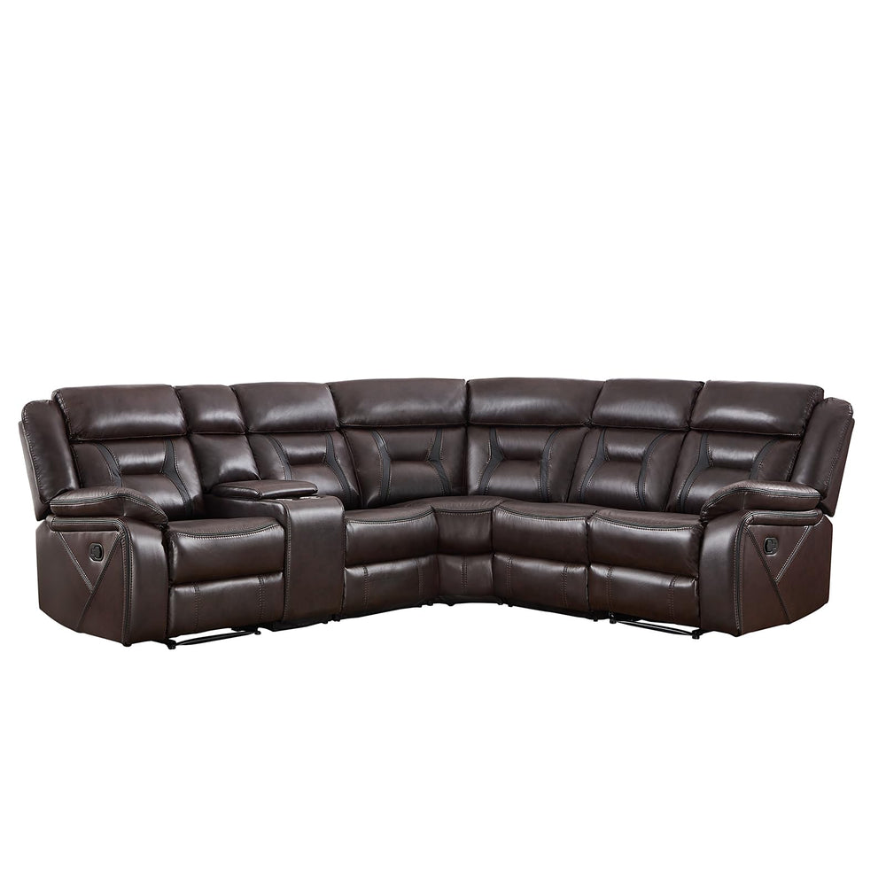 L-Shaped Faux Leather Reclining Sectional Sofa with Console & Storage