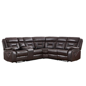 L-Shaped Faux Leather Reclining Sectional Sofa with Console & Storage