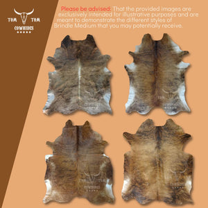 Brindle Cowhide Rug 7 x 6 Feet Natural Hair-On Leather