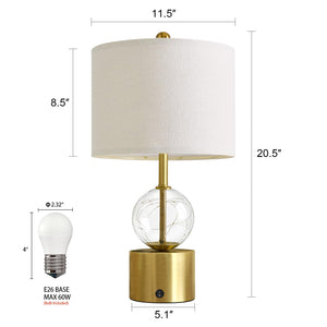 Glass Globe Table Lamps Set of 2