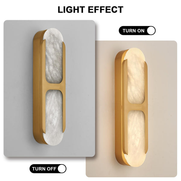 Alabaster Wall Sconce Dimmable LED – Gold Marble Indoor Wall Light