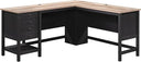 L-Shaped Executive Desk with Drawers & File Storage