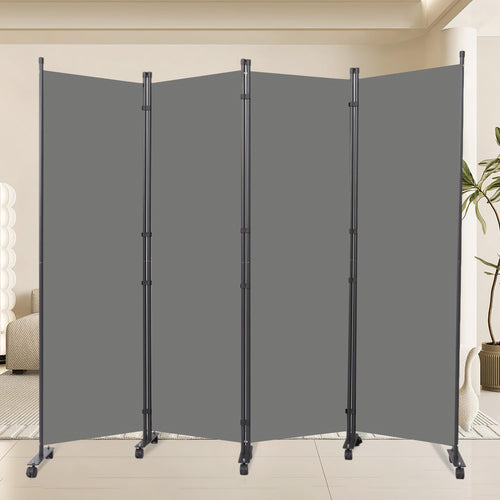 4-Panel Foldable Room Divider with Wheels