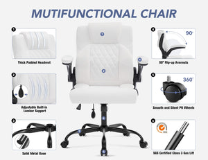 Ergonomic Office Chair with Inflatable Lumbar Support & Flip-Up Arms
