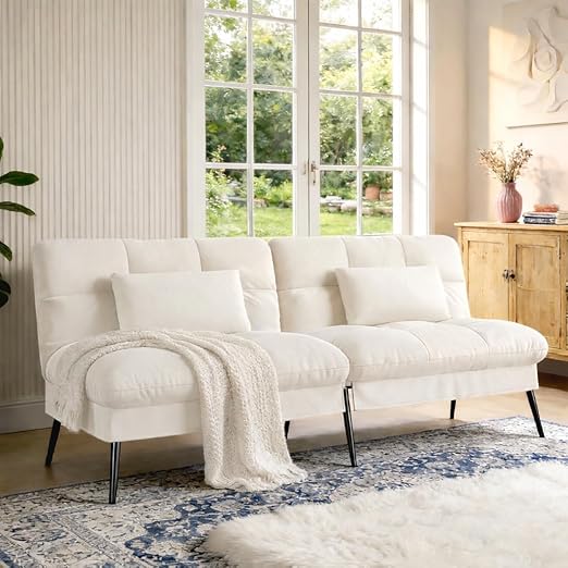 Convertible Futon Sofa Bed with Adjustable Backrest