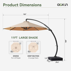 11 FT Cantilever Patio Umbrella with Base Included