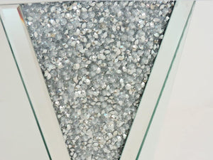 Mirrored End Table with Crystal Inlay – Silver Accent Side Table
