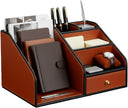PU Leather Desk Organizer with Drawer