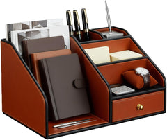 PU Leather Desk Organizer with Drawer