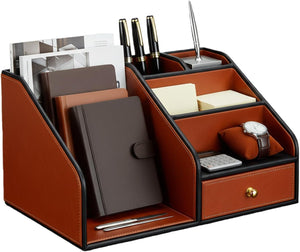 PU Leather Desk Organizer with Drawer
