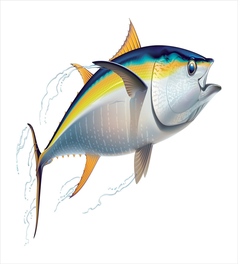 Queen Duvet Cover Set – Yellowfin Tuna Fish Print, 3-Piece Bedding