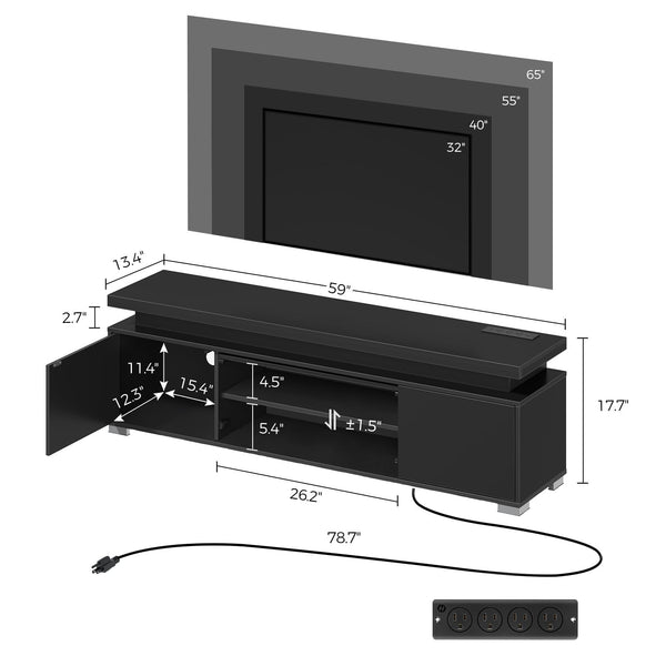 TV Stand with LED Lights & Power Outlet