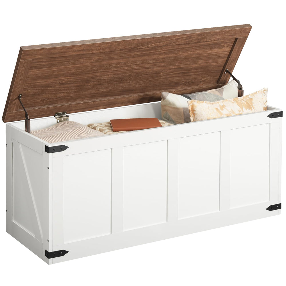 Storage Bench with Toy Box & Safety Hinges – Farmhouse Wooden Chest