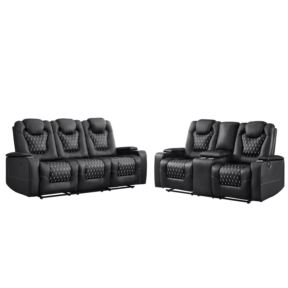 Power Reclining Sofa Set with Cup Holders & USB Ports