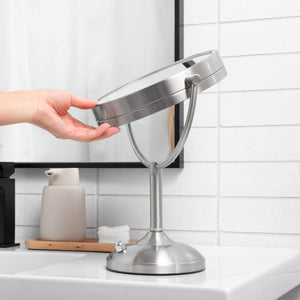 LED Lighted Tabletop Vanity Mirror with 10X/1X Magnification