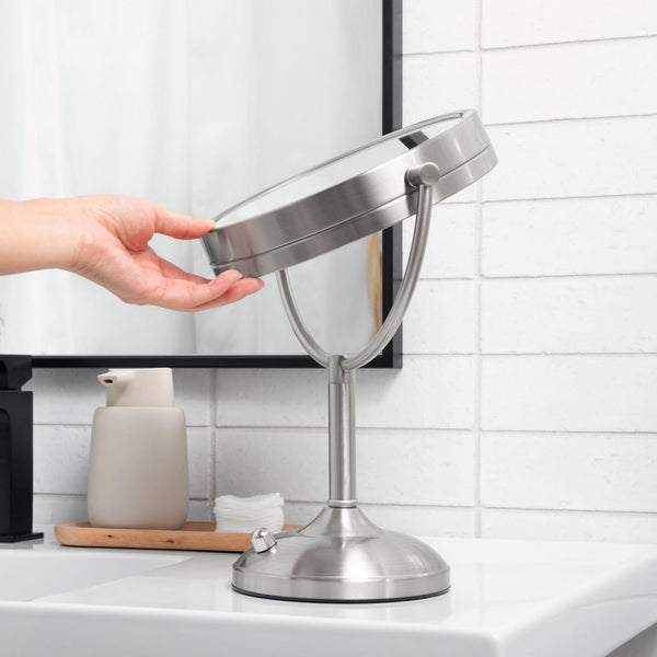 LED Lighted Tabletop Vanity Mirror with 10X/1X Magnification