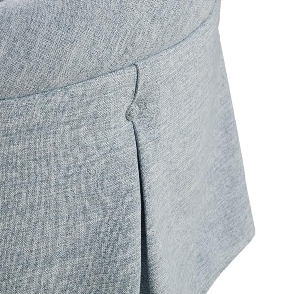 Round Button-Tufted Ottoman with Pleated Skirt