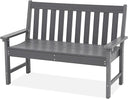 HDPE Outdoor Garden Bench – 2-Person Patio Seat with Faux Wood Grain