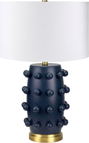 Modern Ceramic Table Lamp with Spherical Orbs & Fabric Drum Shade