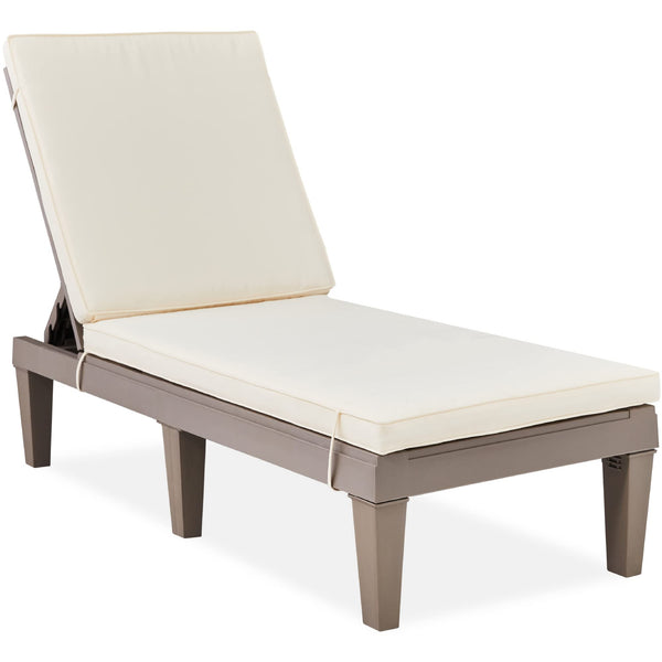 Outdoor Chaise Lounge Chair with Adjustable Backrest & Cushion