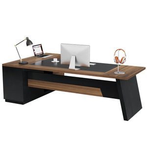 L-Shaped Executive Desk with Drawers and File Cabinet