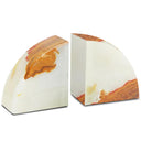 Marble Bookends Set – Polished Stone Book Ends with Non-Slip Base