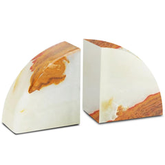 Marble Bookends Set – Polished Stone Book Ends with Non-Slip Base