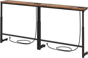 Extra Long Behind Couch Console Table with Power Outlets