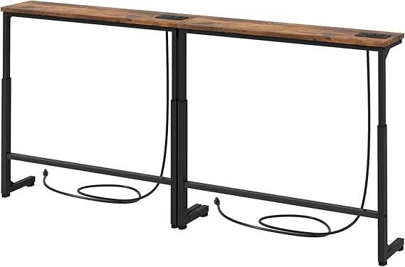 Extra Long Behind Couch Console Table with Power Outlets