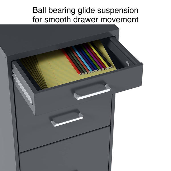 3-Drawer Vertical File Cabinet with Lock – Letter Size, Metal