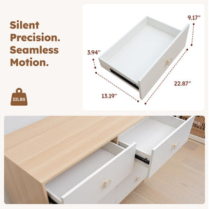 6-Drawer Dresser with Solid Wood Legs – White Nursery & Bedroom Storage