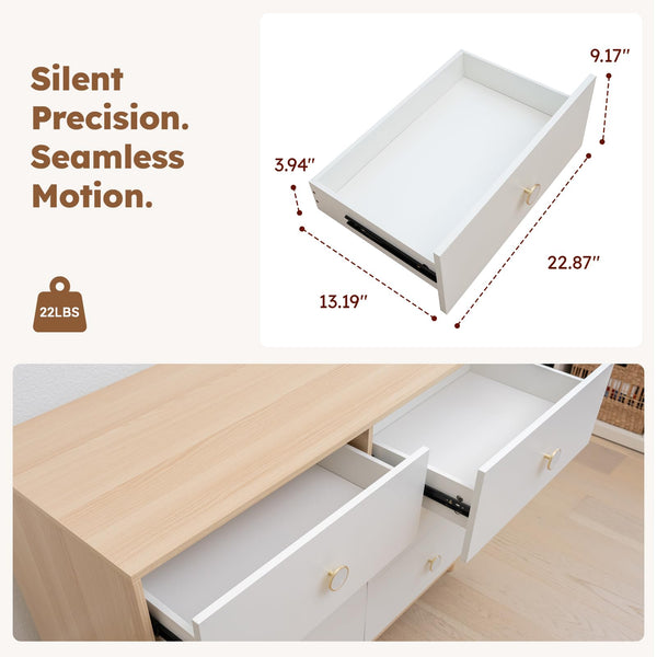 6-Drawer Dresser with Solid Wood Legs – White Nursery & Bedroom Storage