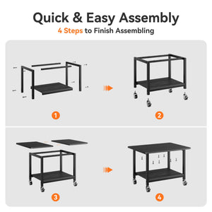 2-Tier Rolling Printer Stand with Lockable Wheels