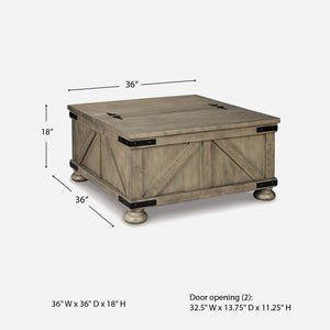 Farmhouse Square Lift-Top Coffee Table with Storage