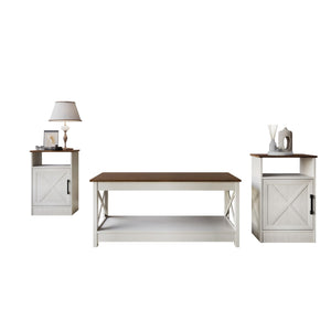 3-Piece Rustic Farmhouse Coffee Table Set with Storage