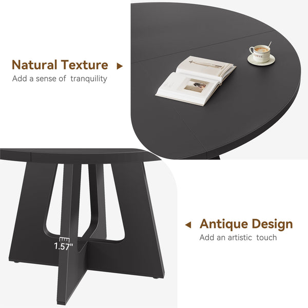 47-Inch Round Dining Table for 4 to 6 — Farmhouse Style, Black