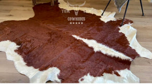 Large Hair-On Cowhide Rug 7x6.5 Ft – Genuine Leather Area Rug