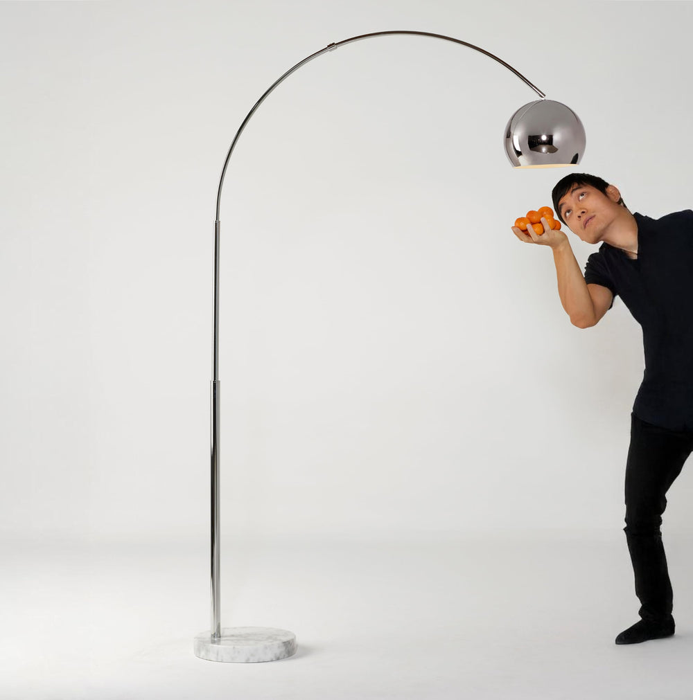 Arc Floor Lamp with Marble Base – Chrome