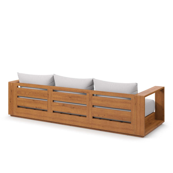 Acacia Wood Outdoor Patio Sofa – 3-Seat All-Weather Porch Couch