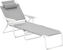 Folding Outdoor Chaise Lounge Chair with Reclining Back & Armrests