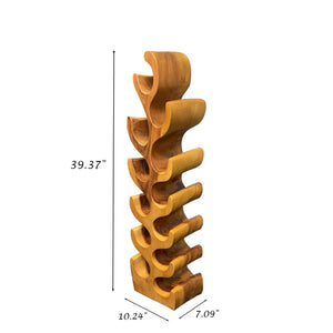 Acacia Wood 12-Bottle Wine Rack – Floor Standing Rustic Bottle Holder